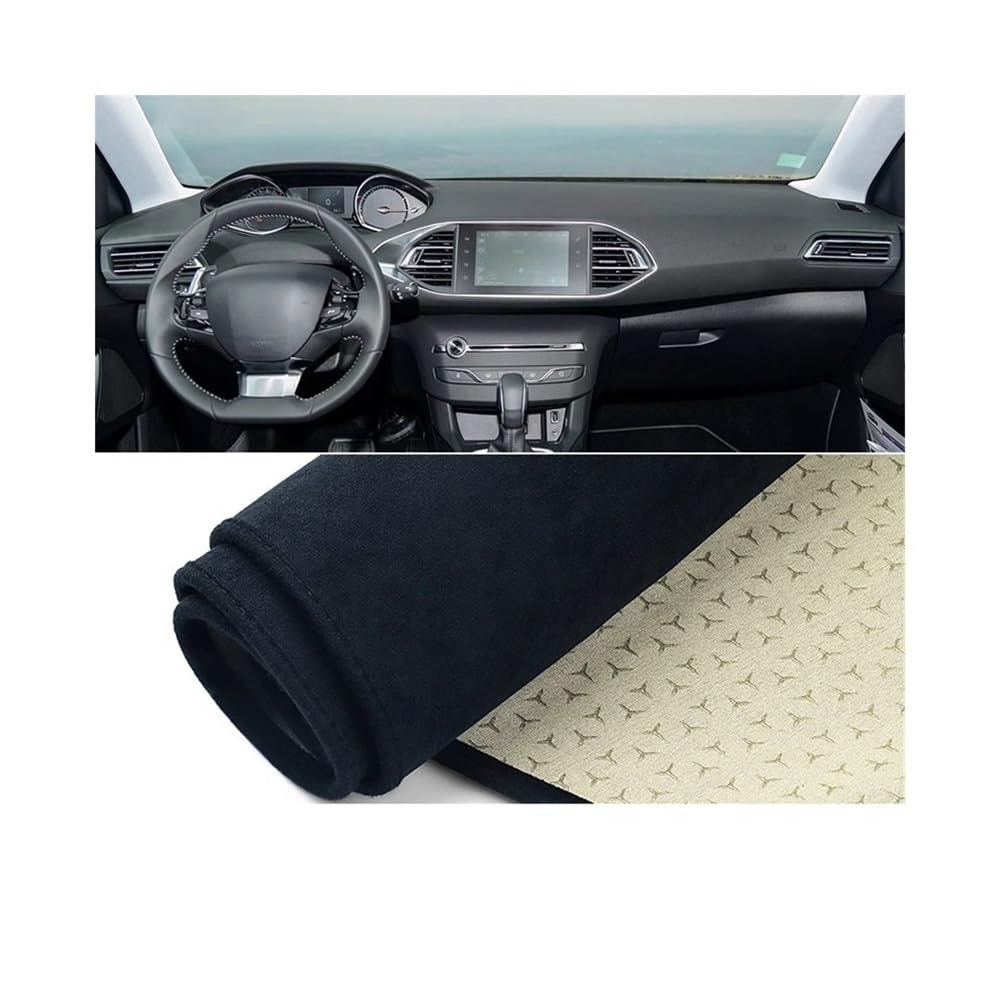 Armaturenbrett-Pad Auto Dashboard Abdeckung Sonnenschutz Vermeiden Licht Matte Pad Teppiche Für Peuge&ot 308 T9 308SW II MK2 GT GTi 2014 2015 2016 2017 2018 2019 2020(B LHD Black) von QGBUSQ