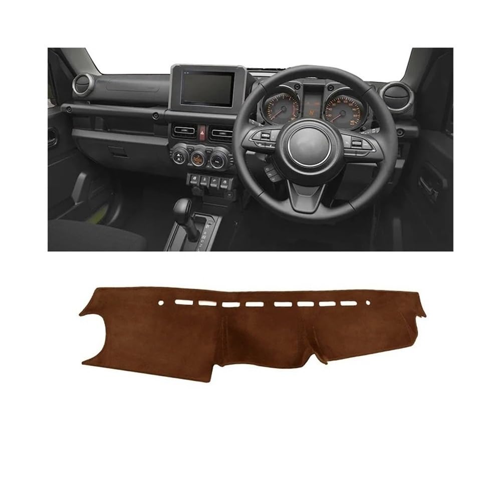 Armaturenbrett-Pad Auto Dashboard Abdeckung Sonnenschutz Vermeiden Licht Nicht-Slip Mat Schutz Für Suzu&ki Für Jimny Für JB64 Für JB74 2019 2020 2021 2022 2023(RHD Brown) von QGBUSQ