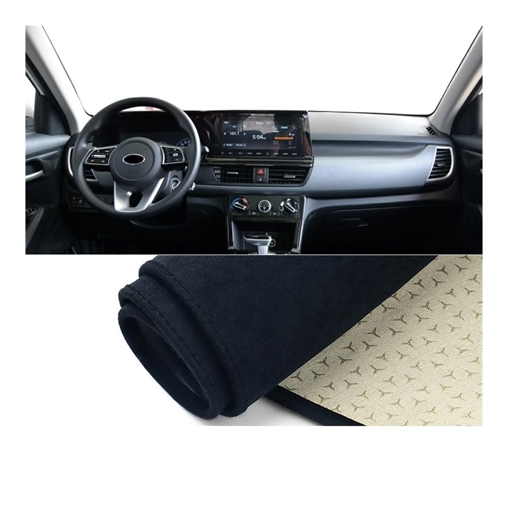 Armaturenbrett-Pad Auto Dashboard Abdeckung Vermeiden Licht Matte Sonnenschutz Teppich Pad DashMat Für Kia Für Seltos SP2 2020 2021 2022 2023 2024(B Black LHD) von QGBUSQ