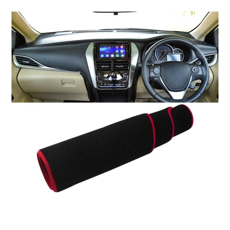Armaturenbrett-Pad Auto Dashboard Abdeckung Vermeiden Licht Matte Sonnenschutz Teppich Pad Fall Für Toy&ota Für Yaris Für Ativ 2019 2020 2021 2022 2023(A Red Side RHD) von QGBUSQ
