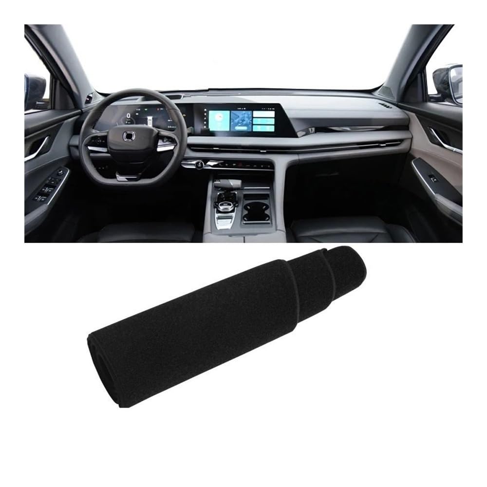 Armaturenbrett-Pad Auto Dashboard Abdeckung Vermeiden Licht Pad Sonnenschutz Matte Non-Slip Fall Instrument Panel Teppich Für Changan Für CS75 Plus 2022 2023(With HUD Black) von QGBUSQ