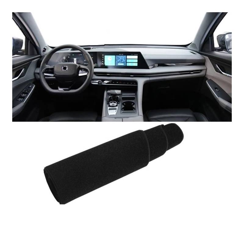 Armaturenbrett-Pad Auto Dashboard Abdeckung Vermeiden Licht Pad Sonnenschutz Matte Non-Slip Fall Instrument Panel Teppich Für Changan Für CS75 Plus 2022 2023(With HUD Black) von QGBUSQ