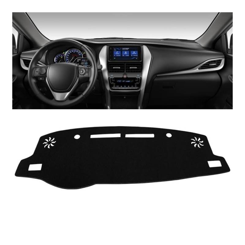 Armaturenbrett-Pad Auto Dashboard Abdeckung Vermeiden Licht Pads Sonnenschutz Matten Fall Für Toy&ota Für Vios Gen-4 2019 2020 2021 2022 2023(A LHD Black Side) von QGBUSQ