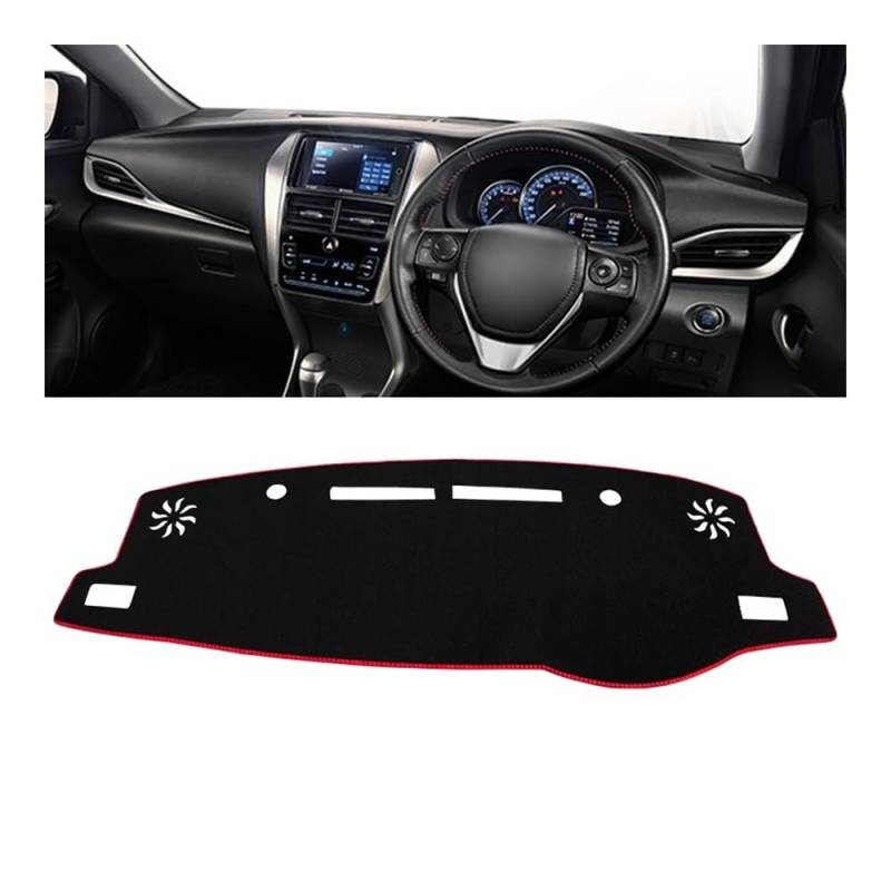 Armaturenbrett-Pad Auto Dashboard Abdeckung Vermeiden Licht Pads Sonnenschutz Matten Fall Für Toy&ota Für Vios Gen-4 2019 2020 2021 2022 2023(A RHD Red Side) von QGBUSQ