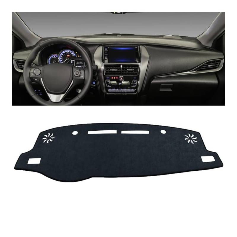 Armaturenbrett-Pad Auto Dashboard Abdeckung Vermeiden Licht Pads Sonnenschutz Matten Fall Für Toy&ota Für Vios Gen-4 2019 2020 2021 2022 2023(B LHD Black) von QGBUSQ