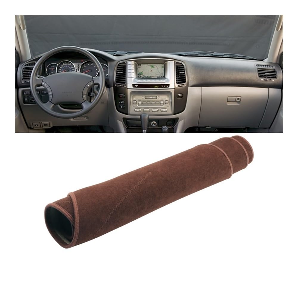 Armaturenbrett-Pad Auto Dashboard Abdeckung Vermeiden Licht Pads Sonnenschutz Matten Teppiche Für Toy&ota Für Land Cruiser LC100 1998-2002 2003 2004 2005 2006 2007(LHD Brown) von QGBUSQ