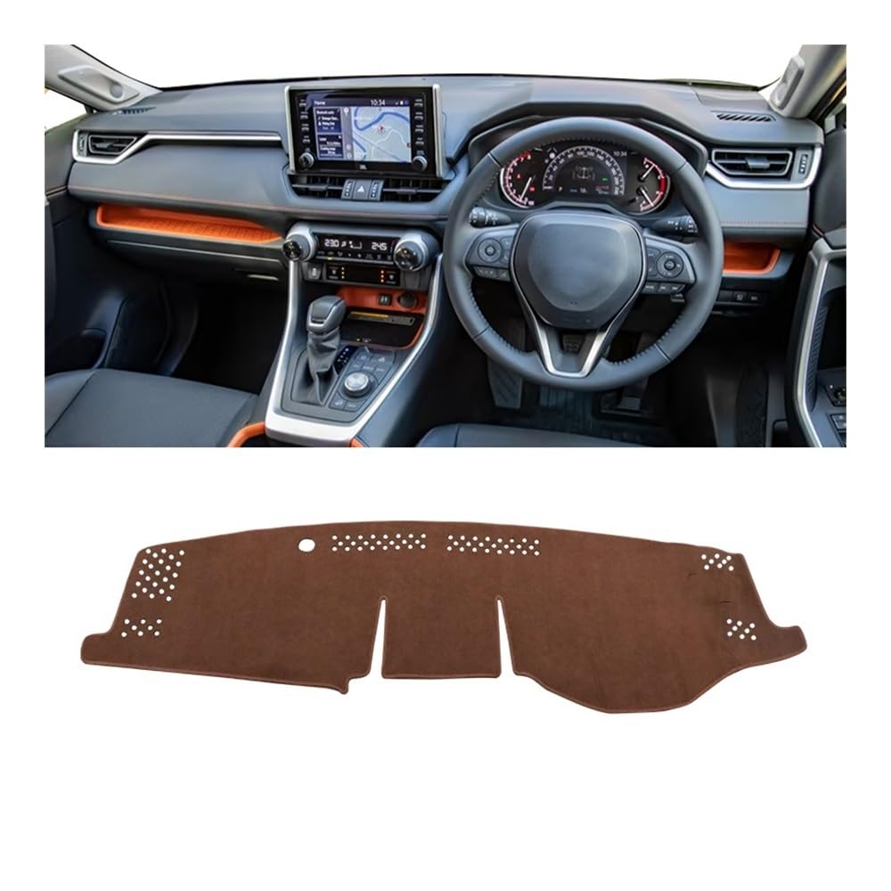 Armaturenbrett-Pad Auto Dashboard Abdeckung Vermeiden Licht Pads Sonnenschutz Matten Teppiche Für Toy&ota Für R&AV4 XA50 RAV 4 Hybrid 2019 2020 2021 2022 2023(B RHD Brown) von QGBUSQ