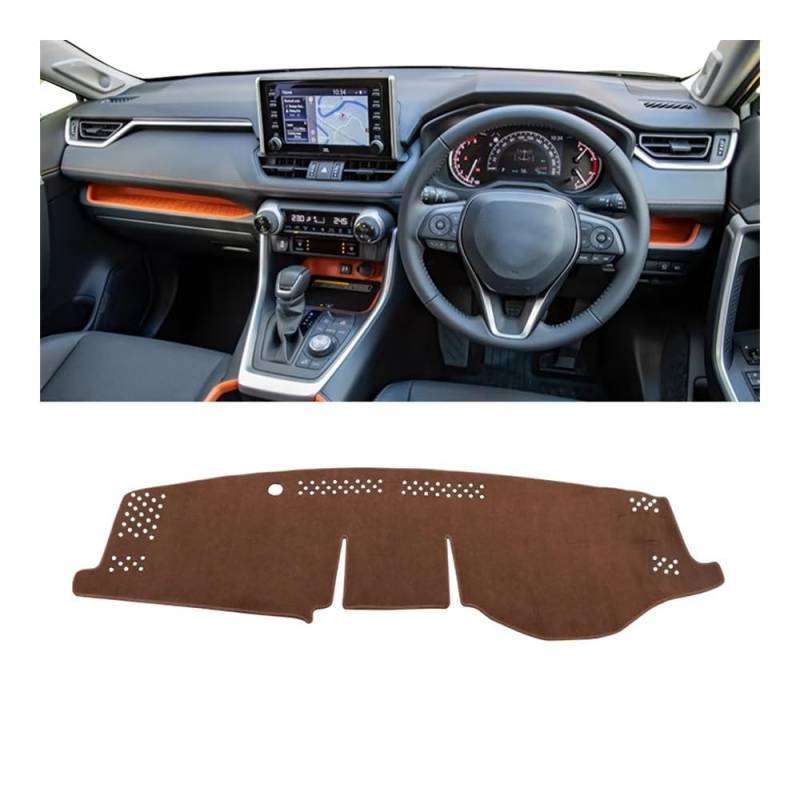 Armaturenbrett-Pad Auto Dashboard Abdeckung Vermeiden Licht Pads Sonnenschutz Matten Teppiche Für Toy&ota Für R&AV4 XA50 RAV 4 Hybrid 2019 2020 2021 2022 2023(B RHD Brown) von QGBUSQ