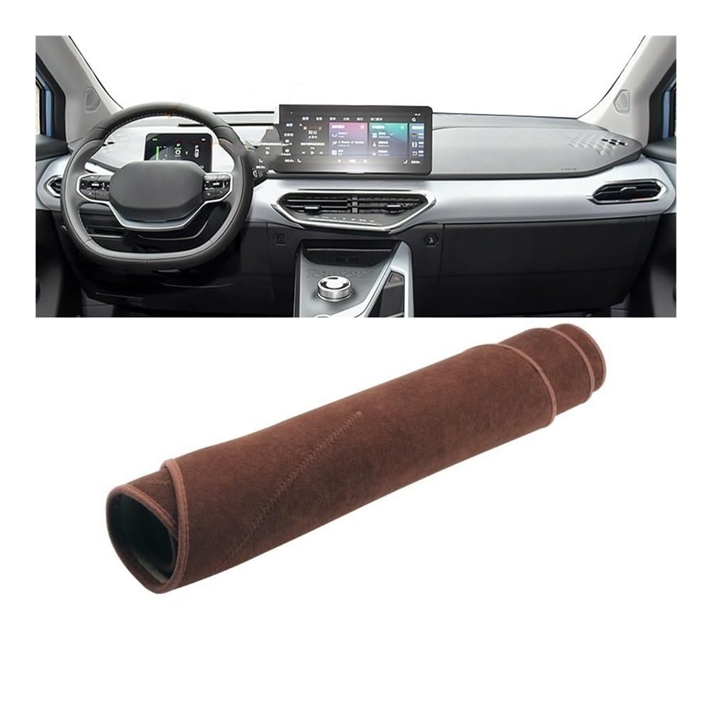 Armaturenbrett-Pad Auto Dashboard Instrument Abdeckung Matte Sonnenschutz Pad Non-slip Fall Teppich Schutz Für Geely Für Geometrie C 2020 2021 2022(B With HUD Brown) von QGBUSQ