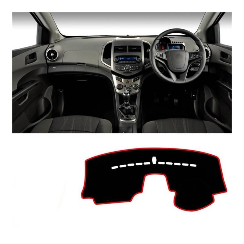 Armaturenbrett-Pad Auto Dashboard Matte Vermeiden Licht Sonnenschutz Pad Abdeckung Schützende Teppiche Für Chevr&olet Für Sonic Aveo 2016 2017 2018 2019 2020(Red Side RHD) von QGBUSQ