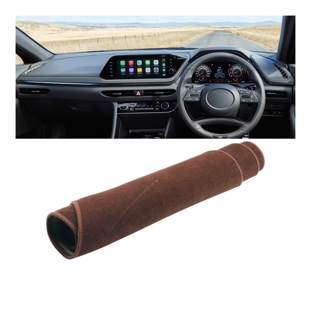 Armaturenbrett-Pad Auto Dashboard Matten Sonnenschutz Abdeckung Vermeiden Licht Pads Instrument Panel Innen Teppiche Für Hyun&dai Für Sonata DN8 2019 2020 2021 2022(B RHD Brown) von QGBUSQ