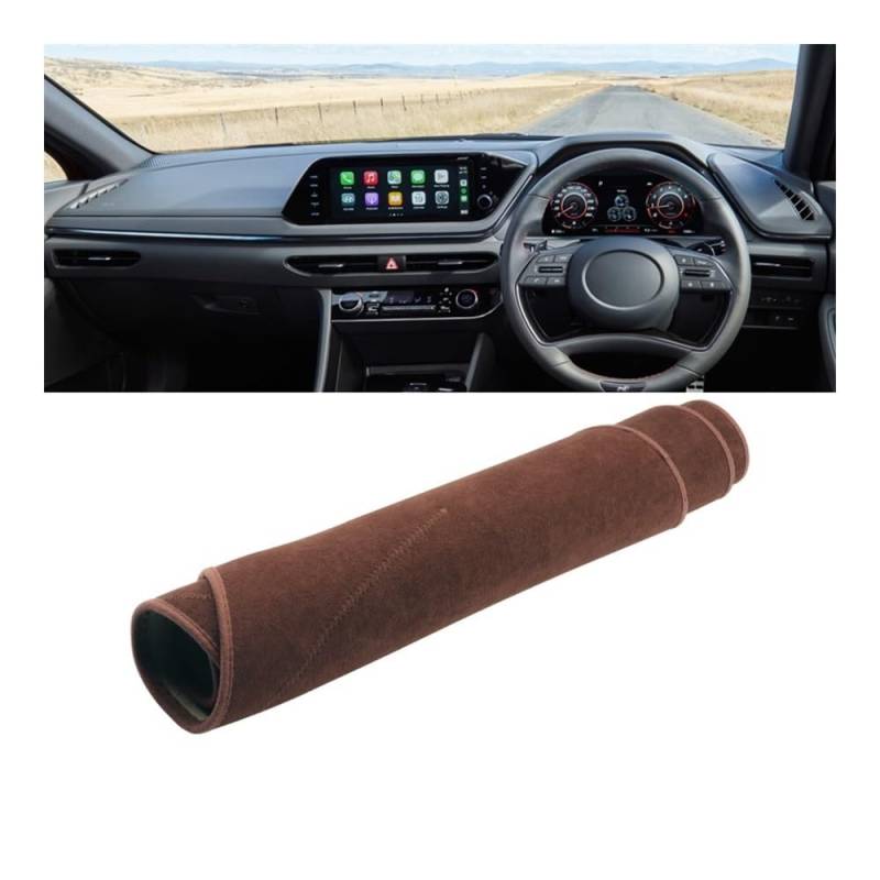 Armaturenbrett-Pad Auto Dashboard Matten Sonnenschutz Abdeckung Vermeiden Licht Pads Instrument Panel Innen Teppiche Für Hyun&dai Für Sonata DN8 2019 2020 2021 2022(B RHD Brown) von QGBUSQ