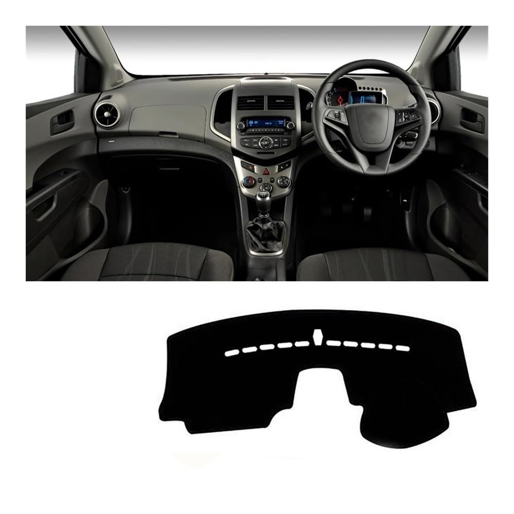 Armaturenbrett-Pad Auto Dashboard Sonnenschutz Abdeckung Instrument Panel Matte Non-slip Pad Für Chevr&olet Für Sonic/Aveo 2016 2017 2018 2019 2020(Black Side RHD) von QGBUSQ