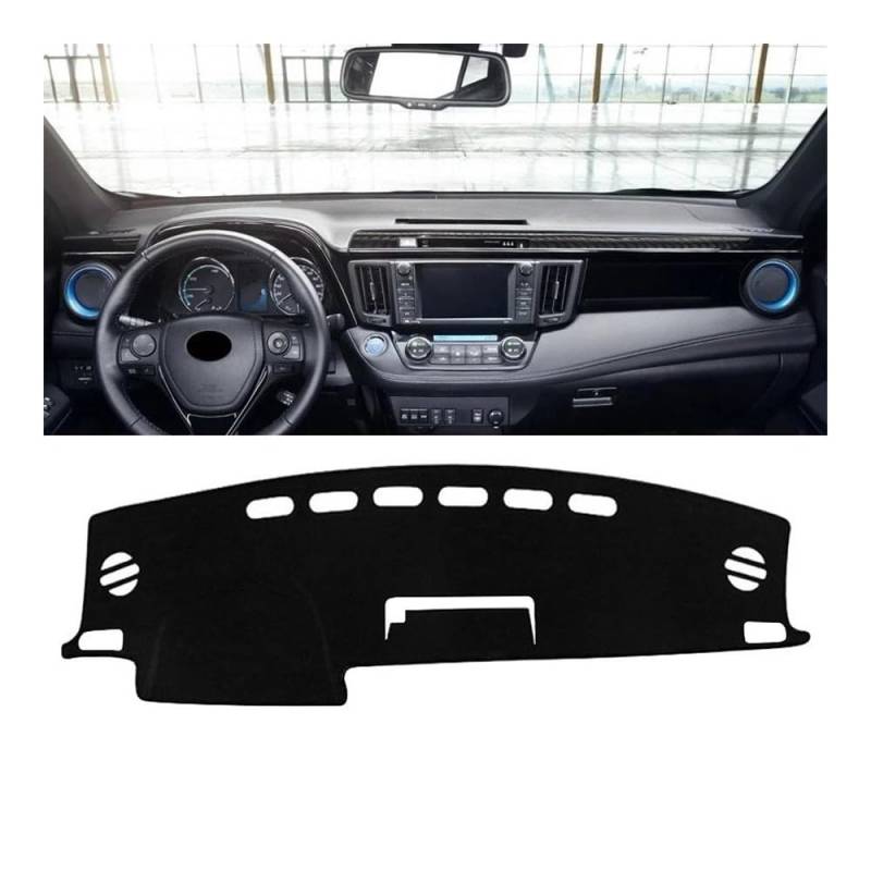 Armaturenbrett-Pad Auto Dashboard Sonnenschutz Abdeckung Nicht-slip Mat Schutz Für Toy&ota Für R&AV4 Für XA40 2013 2014 2015 2016 2017 2018(A Black Side LHD) von QGBUSQ