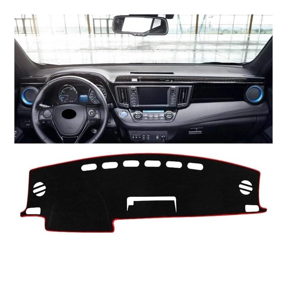 Armaturenbrett-Pad Auto Dashboard Sonnenschutz Abdeckung Nicht-slip Mat Schutz Für Toy&ota Für R&AV4 Für XA40 2013 2014 2015 2016 2017 2018(A Red Side LHD) von QGBUSQ