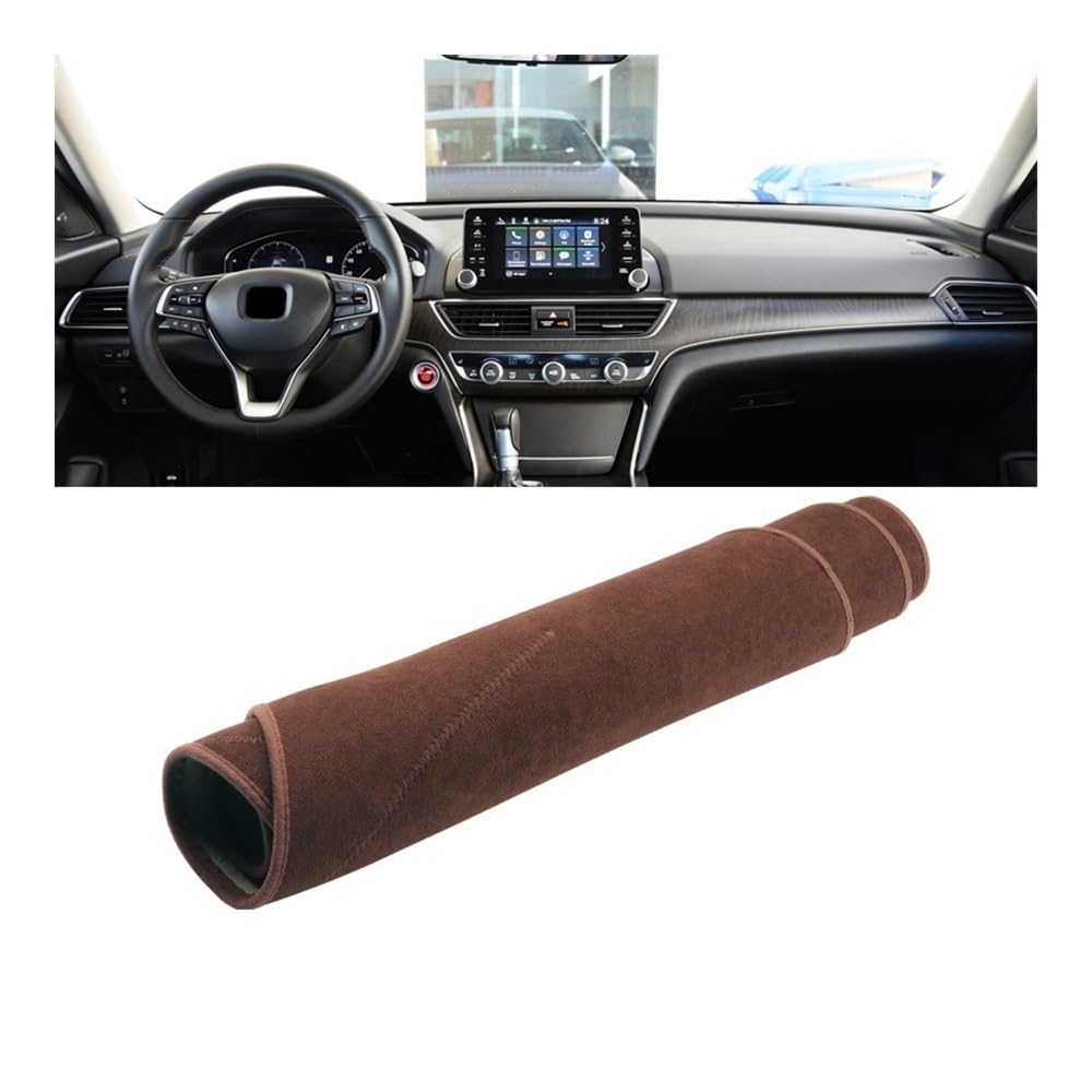 Armaturenbrett-Pad Auto Dashboard Sonnenschutz Abdeckung Nicht-slip Matte Instrument Teppich Für Hon┐da Für Accord 10th 2018 2019 2020 2021 2022(B LHD Brown) von QGBUSQ