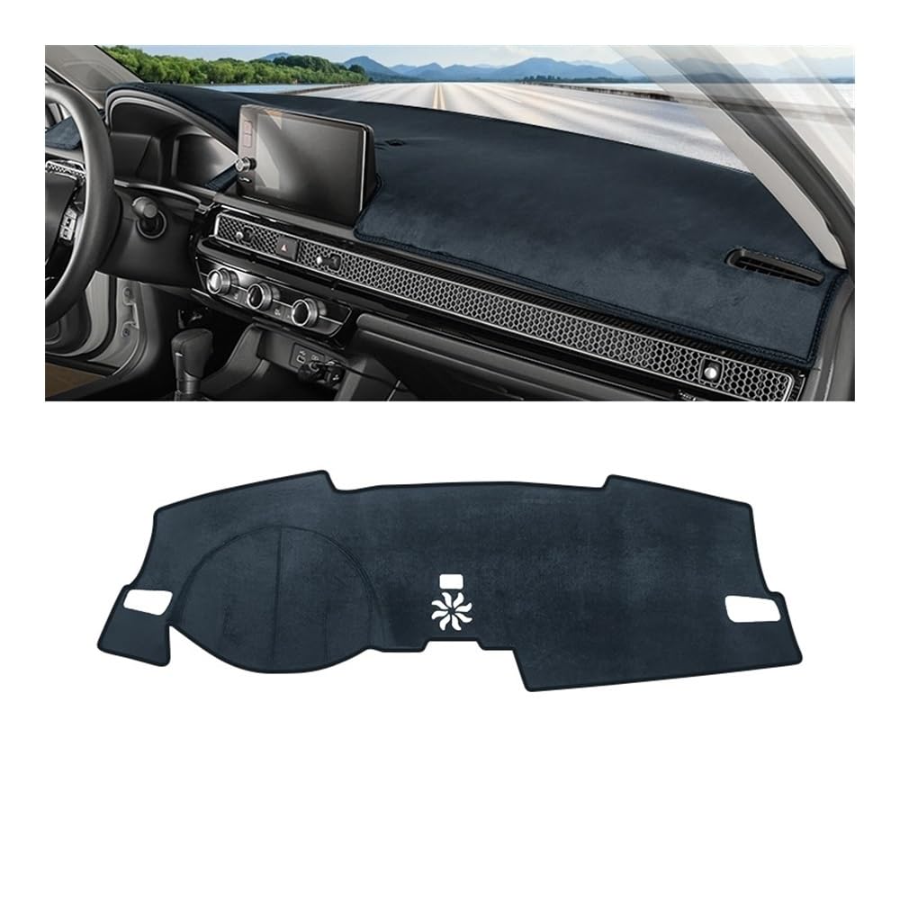 Armaturenbrett-Pad Auto Dashboard Sonnenschutz Abdeckung Nicht-slip Matten Instrument Panel Teppiche Für Hon┐da Für Civic 11th Gen 2021 2022 2023 2024(B LHD Black) von QGBUSQ