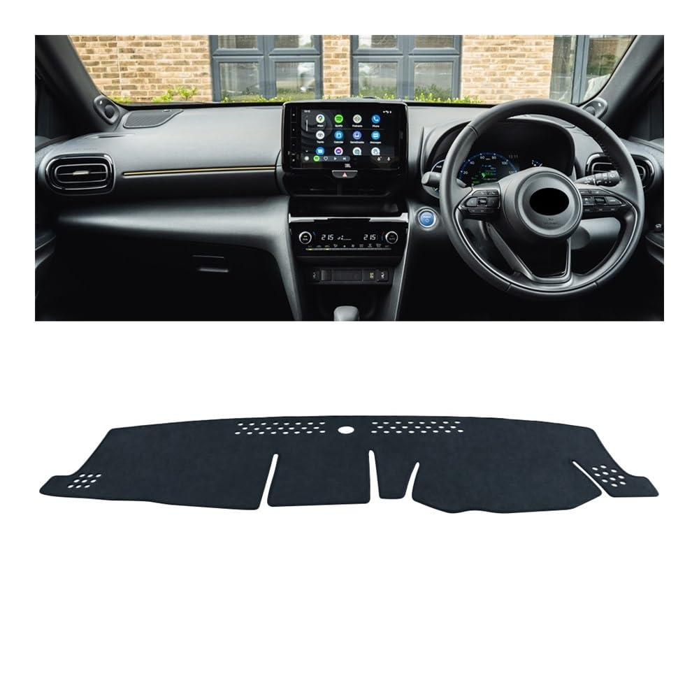 Armaturenbrett-Pad Auto Dashboard Teppiche Vermeiden Licht Abdeckung Sonnenschutz Pad Für Toy&ota Für Yaris Cross XP210 2020 2021 2022 2023 2024(RHD Black) von QGBUSQ