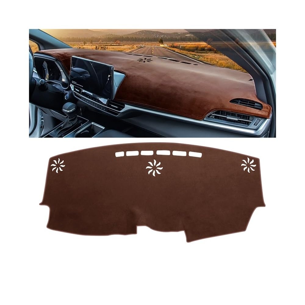 Armaturenbrett-Pad Auto Dashboard Vermeiden Licht Abdeckung Matte Sonnenschutz Nicht-Slip Pat Für Toy&ota Für Sienna XL40 Hybrid 2021 2022 2023 2024(Without HUD Brown) von QGBUSQ