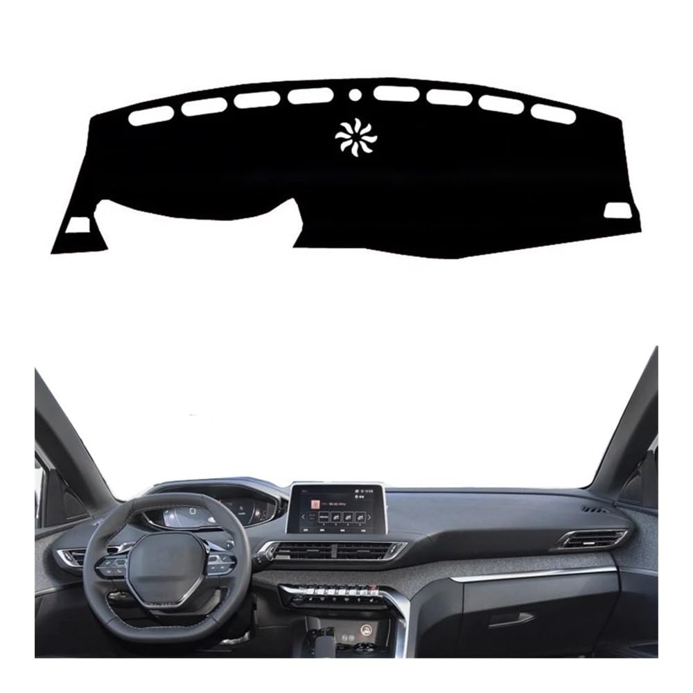 Armaturenbrett-Pad Auto Dashmat Sonnenschutzdach Teppich Teppich Dashboard Abdeckung Matte Pad Für Peuge&ot 3008 4008 5008 GT 2016 2017 2018 2019 2020 2021 2022 2023(Left Hand Drive) von QGBUSQ