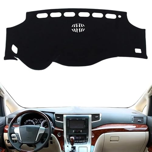 Armaturenbrett-Pad Dashmat Dashboard Abdeckung Matte Pad Sonnenblende Dash Board Teppich Auto Für Toy&ota Für Alphard Vellfire 2008 2009 2010 2011-2017(Left Hand Drive,Black Edge) von QGBUSQ