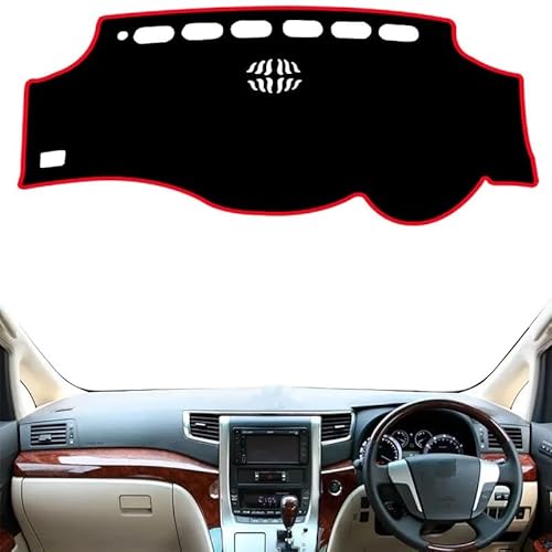 Armaturenbrett-Pad Dashmat Dashboard Abdeckung Matte Pad Sonnenblende Dash Board Teppich Auto Für Toy&ota Für Alphard Vellfire 2008 2009 2010 2011-2017(Left Hand Drive,Red Edge) von QGBUSQ