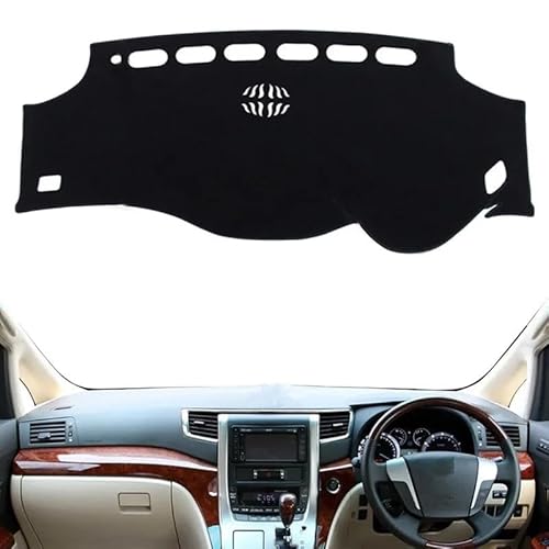 Armaturenbrett-Pad Dashmat Dashboard Abdeckung Matte Pad Sonnenblende Dash Board Teppich Auto Für Toy&ota Für Alphard Vellfire 2008 2009 2010 2011-2017(Right Hand Drive,Black Edge) von QGBUSQ