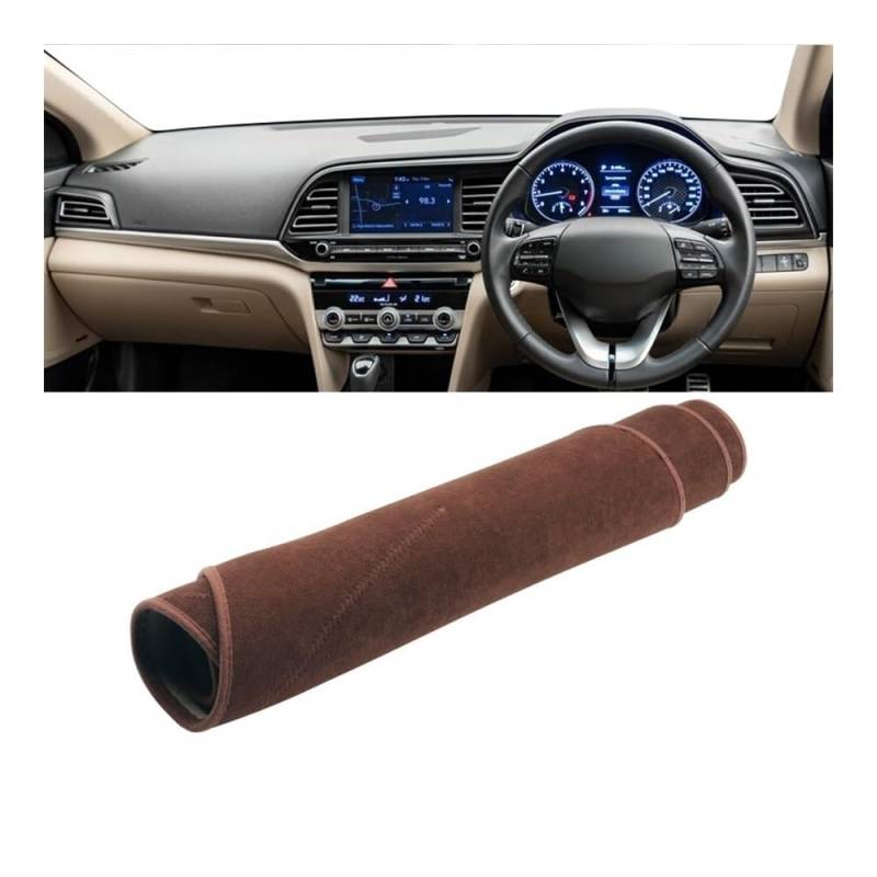 Armaturenbrett-Pad Für Hyun&dai Für Elantra AD 2016 2017 2018 2019 2020 Auto Dashboard Abdeckung Dash Matte Sonnenschutz Nicht-slip Pad(RHD Brown) von QGBUSQ