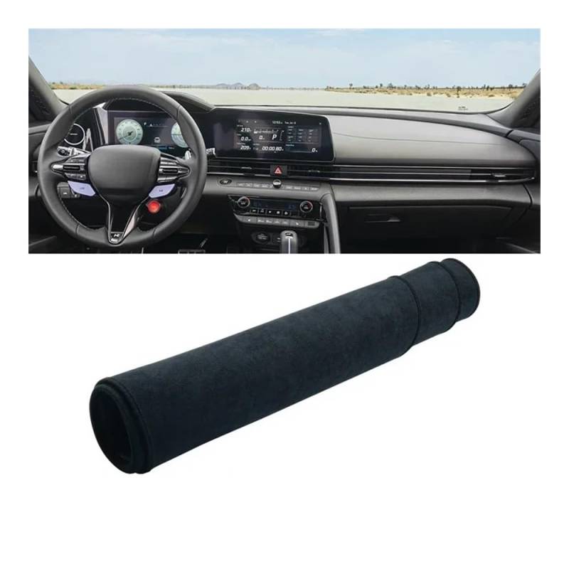 Armaturenbrett-Pad Für Hyun&dai Für Elantra CN7 2021 2022 2023 2024 Auto-Armaturenbrett-Abdeckung Armaturenbrettmatte Sonnenschutz Lichtschutz Rutschfeste Unterlage(B Black) von QGBUSQ
