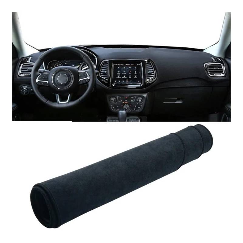 Armaturenbrett-Pad Für J&eep Für Compass 2017 2018 2019 2020 Auto-Armaturenbrett-Abdeckung Armaturenbrett-Matte Sonnenschutz Lichtschutz Rutschfeste Unterlage(B Black LHD) von QGBUSQ