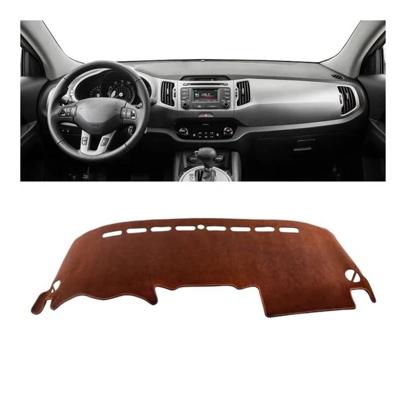 Armaturenbrett-Pad Für Kia Für Sportage 3 R 2011 2012 2013 2014 2015 Auto Dashboard Abdeckung Dash Matte Sonnenschutz Vermeiden Licht Nicht-slip Pad(B Brown) von QGBUSQ