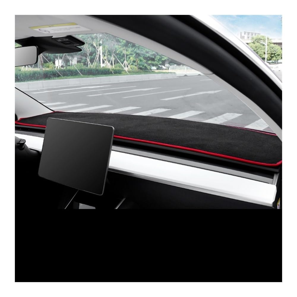 Armaturenbrett-Pad Für Tesla Für Model 3 Für Model Y 2017 2018 2019 2020 2021 2022 2023 2024 Auto-Armaturenbrett-Abdeckung Armaturenbrettmatte Sonnenschutz Rutschfeste Unterlage(A Red Side) von QGBUSQ
