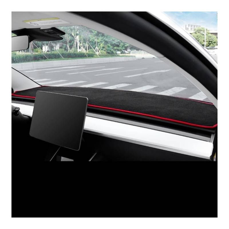 Armaturenbrett-Pad Für Tesla Für Model 3 Für Model Y 2017 2018 2019 2020 2021 2022 2023 2024 Auto-Armaturenbrett-Abdeckung Armaturenbrettmatte Sonnenschutz Rutschfeste Unterlage(A Red Side) von QGBUSQ
