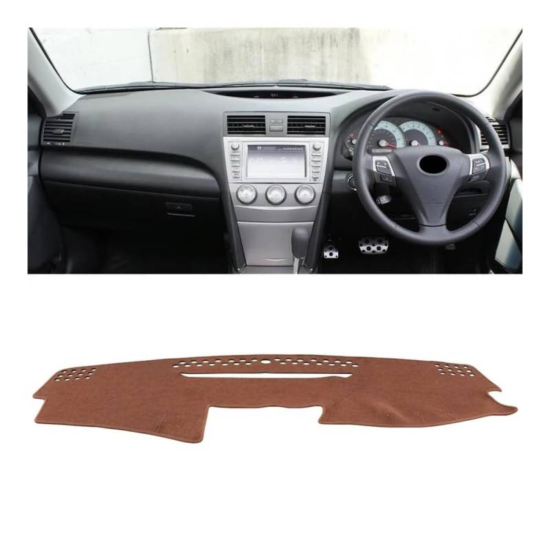 Armaturenbrett-Pad Für Toy&ota Für Camry XV40 2007 2008 2009 2010 2011 Auto-Armaturenbrett-Abdeckung Armaturenbrett-Matte Sonnenschutz Rutschfeste Unterlage(RHD Brown) von QGBUSQ
