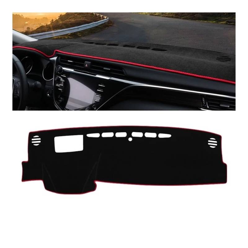 Armaturenbrett-Pad Für Toy&ota Für Camry XV70 2018 2019 2020 2021 2022 2023 2024 Hybrid-Auto-Armaturenbrett-Abdeckung Armaturenbrett-Matte Sonnenschutzpolster(A LHD Red Side) von QGBUSQ