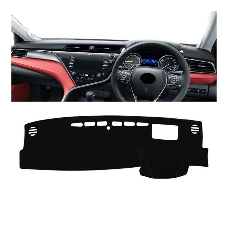 Armaturenbrett-Pad Für Toy&ota Für Camry XV70 2018 2019 2020 2021 2022 2023 2024 Hybrid-Auto-Armaturenbrett-Abdeckung Armaturenbrett-Matte Sonnenschutzpolster(A RHD Black Side) von QGBUSQ