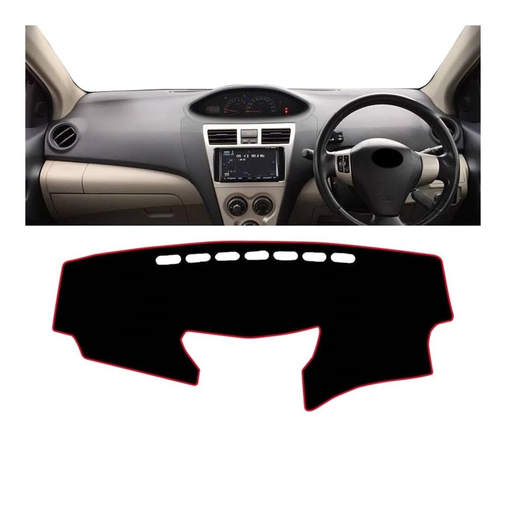 Armaturenbrett-Pad Für Toy&ota Für Vios 2008 2009 2010 2011 2012 2013 Auto-Armaturenbrett-Abdeckung Armaturenbrett-Matte Sonnenschutz Rutschfeste Unterlage(A Red Side RHD) von QGBUSQ