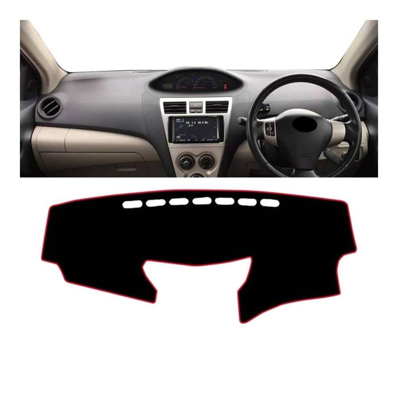 Armaturenbrett-Pad Für Toy&ota Für Vios 2008 2009 2010 2011 2012 2013 Auto-Armaturenbrett-Abdeckung Armaturenbrett-Matte Sonnenschutz Rutschfeste Unterlage(A Red Side RHD) von QGBUSQ