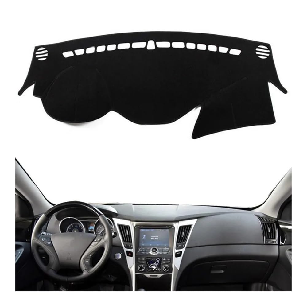Armaturenbrett-Pad YF Dashmat Armaturenbrett-Abdeckung Pad-Matte Rutschfest Sonnenschutz Schutz Teppich Auto Für Hyun&dai Für Sonata 2010 2011 2012 2013 2014(Left Hand Drive,Black Edge) von QGBUSQ