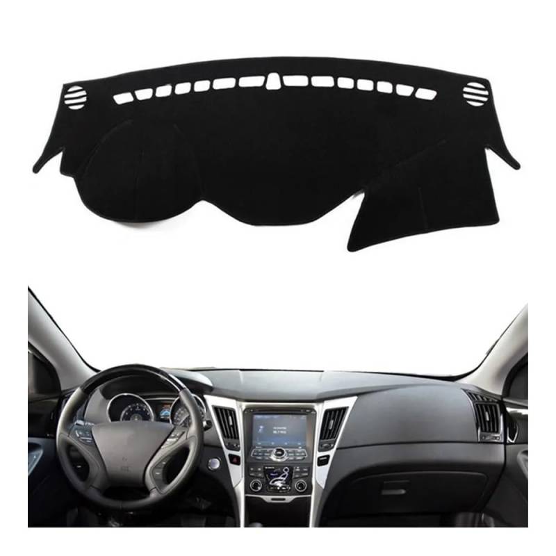 Armaturenbrett-Pad YF Dashmat Armaturenbrett-Abdeckung Pad-Matte Rutschfest Sonnenschutz Schutz Teppich Auto Für Hyun&dai Für Sonata 2010 2011 2012 2013 2014(Left Hand Drive,Black Edge) von QGBUSQ