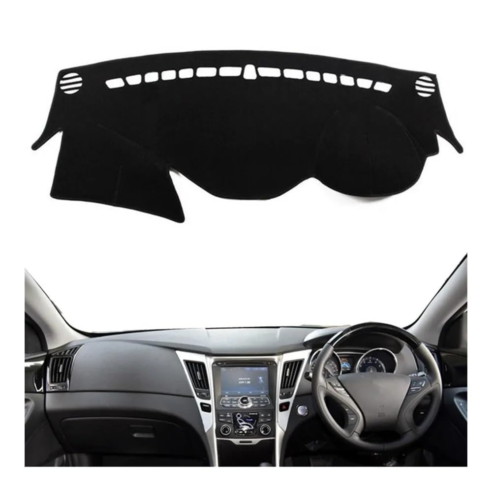 Armaturenbrett-Pad YF Dashmat Armaturenbrett-Abdeckung Pad-Matte Rutschfest Sonnenschutz Schutz Teppich Auto Für Hyun&dai Für Sonata 2010 2011 2012 2013 2014(Right Hand Drive,Black Edge) von QGBUSQ