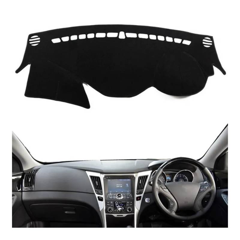 Armaturenbrett-Pad YF Dashmat Armaturenbrett-Abdeckung Pad-Matte Rutschfest Sonnenschutz Schutz Teppich Auto Für Hyun&dai Für Sonata 2010 2011 2012 2013 2014(Right Hand Drive,Black Edge) von QGBUSQ