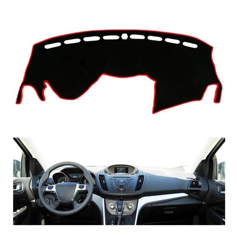 QGBUSQ Armaturenbrett-Pad Escape Dashboard Abdeckung Matte Pad Dash Sonnenschutz Schützen Teppich Teppich Auto Für for&d Für Kug&a 2013 2014 2015 2016 2017 2018 2019(Style 1 LHD,Red Edge) von QGBUSQ