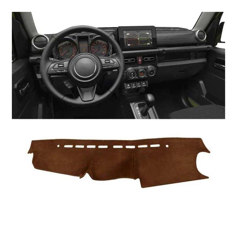 QGBUSQ Armaturenbrett-Pad Für Suzu&ki Für Jimny JB64 JB74 2019 2020 2021 2022 2023 Auto-Armaturenbrett-Abdeckung Armaturenbrett-Matte Sonnenschutz rutschfeste Unterlage(LHD Brown) von QGBUSQ