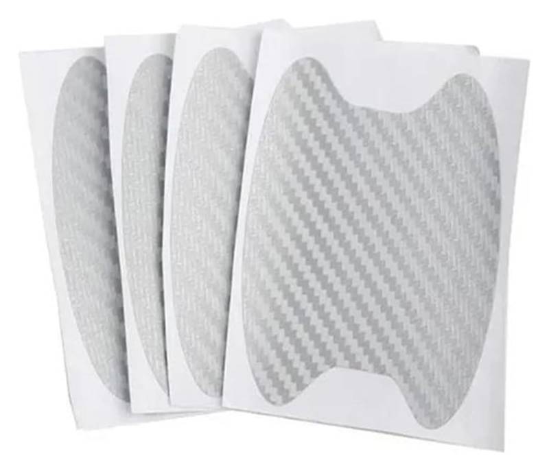 Auto Außentürgriff Kappen Auto Tür Aufkleber Griff Anti Kratzfest Abdeckung Carbon Faser Schützen Autos Film Styling Außen Auto Zubehör(Silver-4pc) von QGMKMVZZBK