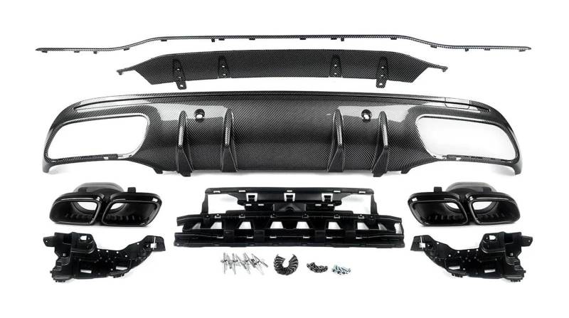 Heckscheibe Dachspoiler Für M&ercedes W205 C63 Für AMG 2015–2021 Heckstoßstangenlippe Autospoiler Heckspoiler Heckdiffusor Mit Auspuffspitzen von QGMKMVZZBK