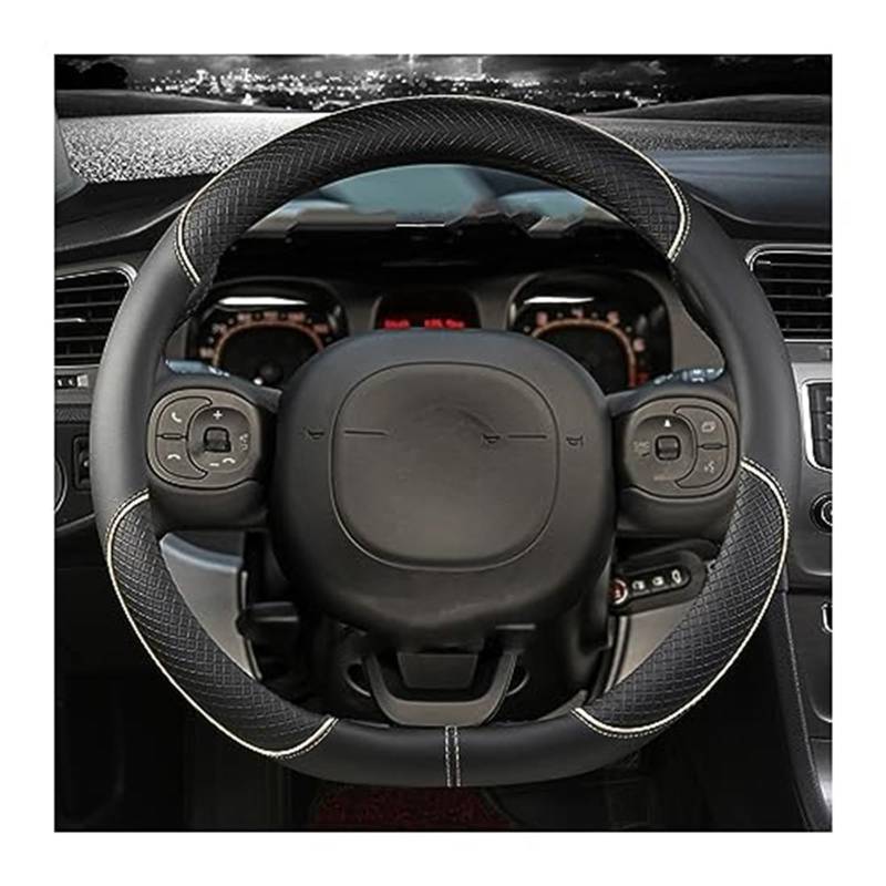 Auto Lenkradbezug Für FIAT Für Panda 2013 2014 2015 2016 2017 2018 2019 2020 2021 2022 Auto Lenkrad Abdeckung Lenkrad Schutz(D BEIGE) von QGQFDEYUNB