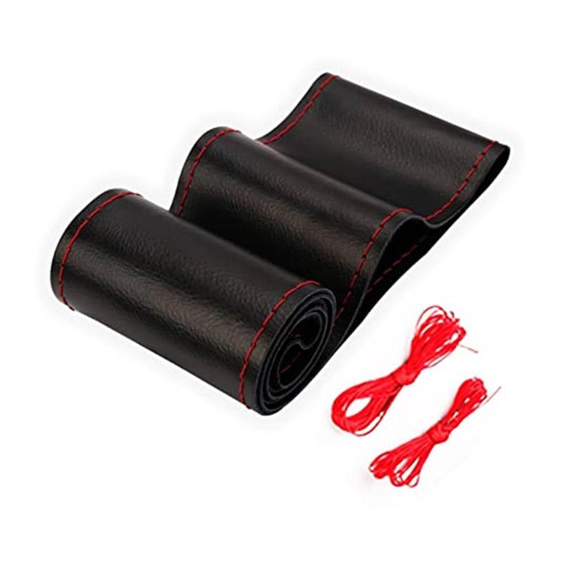 Auto Lenkradbezug Für Universal 40CM 42CM 45CM 47CM 50CM Künstliche Leder Lenkrad Geflecht Abdeckung Auto LKW extra Große Lenkrad Hülse(45cm Black and Red) von QGQFDEYUNB