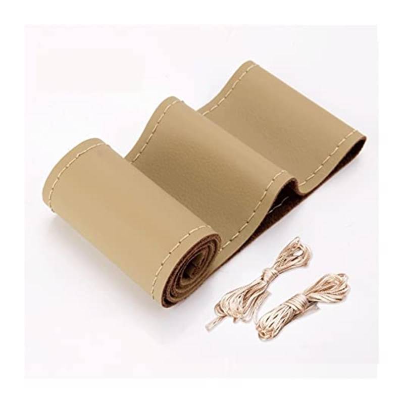 Auto Lenkradbezug Für Universal 40CM 42CM 45CM 47CM 50CM Künstliche Leder Lenkrad Geflecht Abdeckung Auto LKW extra Große Lenkrad Hülse(47cm Beige) von QGQFDEYUNB