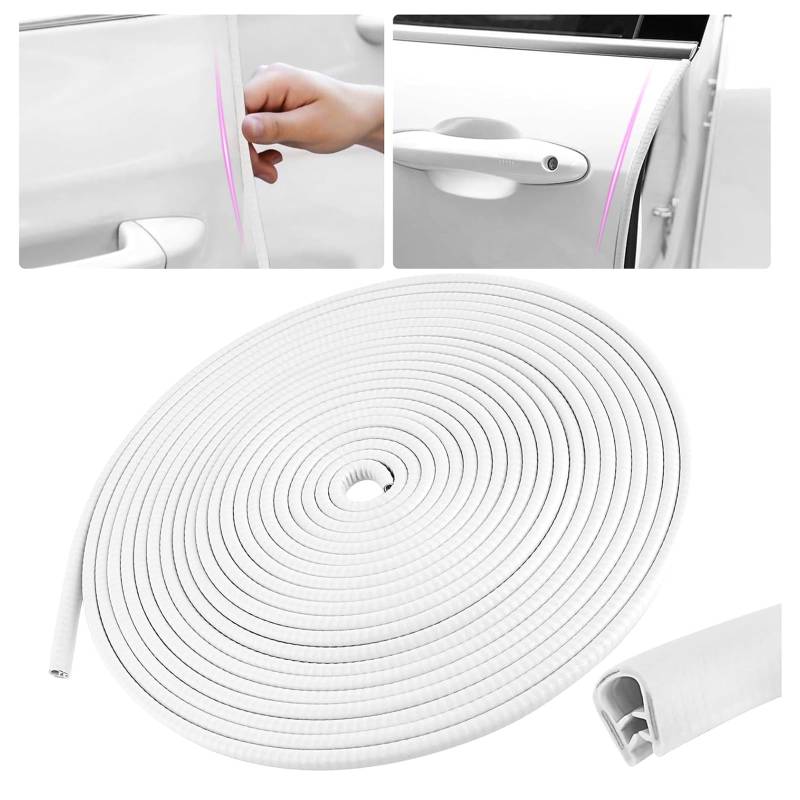 Kantenschutz für Autotüren, für Peugeot Partner/Peugeot Expert/Peugeot 208 Kantenschutz, Gummidichtung, Schutz mit U-Form, Autoschutz, Türkantenschutz,10M-White von QHYFDC